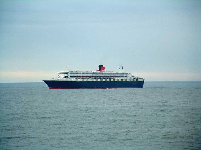 Queen Mary 2 sailing  within a mile of Tynemouth for all to see. 12 july 2004