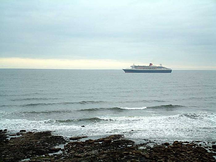 Queen Mary 2 near Tynemouth and King Edwards Bay. 12 july 2004.